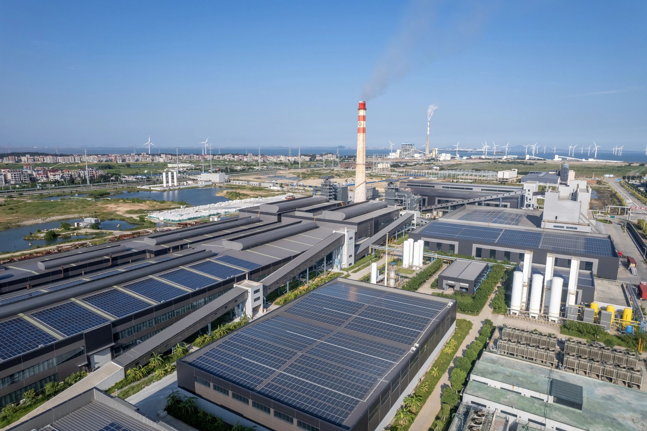 solar panels on manufacturing facility roof